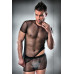 Комплект белья Passion 017 SET black XXL/XXXL, полностью прозрачная футболочка и такие же шортики