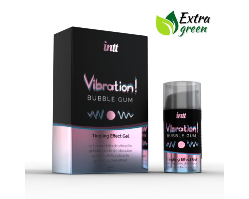 Рідкий вібратор Intt Vibration Bubble Gum (15 мл) EXTRA GREEN, дуже смачний, діє до 30 хвилин