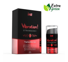 Рідкий вібратор Intt Vibration Strawberry (15 мл) EXTRA GREEN, дуже смачний, діє до 30 хвилин