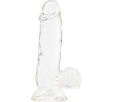 Прозорий фалоімітатор на присосці ADDICTION — Clear Dildo with Balls 6″, віброкуля в подарунок
