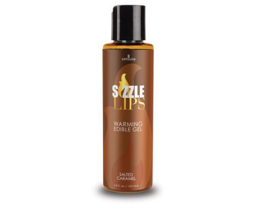 Зігрівальний масажний гель Sensuva Sizzle Lips Salted Caramel (125 мл), без цукру, їстівний