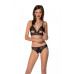 Комплект із бралету з ажурним ліфом та відкритими трусиками Passion CHRISTA SET Open Bra S/M black