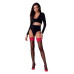 Панчохи Passion ST120 5 black-red, на ажурній силіконовій резинці, вишуканий декор та люрекс