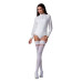 Панчохи Passion ST121 3/4 white на ажурній силіконовій резинці з квітковим орнаментом і вертикальним