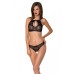 Комплект: бра, трусики з ажурним декором та відкритим кроком Passion URSULA SET L/XL, black