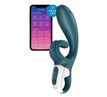Смарт вібратор-кролик Satisfyer Hug Me Bluegrey, 2 мотори, діаметр 4,2см, широка кліторальна частина