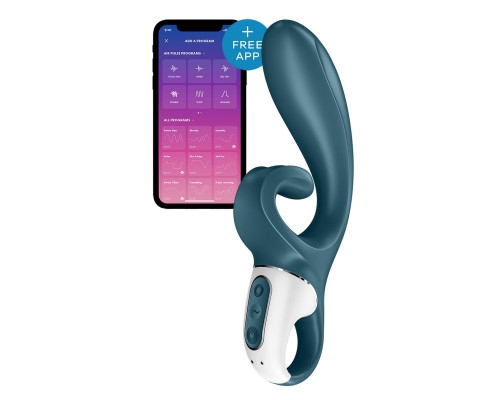 Смарт вібратор-кролик Satisfyer Hug Me Bluegrey, 2 мотори, діаметр 4,2см, широка кліторальна частина