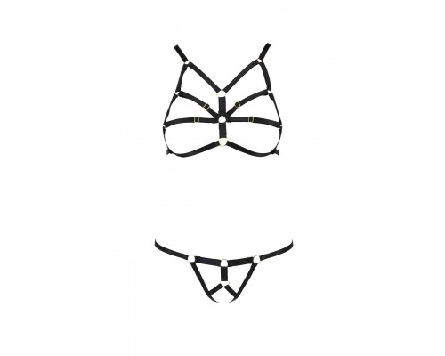 Комплект білизни зі стреп Passion Exclusive ARMANDA SET XXL/XXXL, black