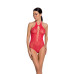 Бодістокінг з декольте Passion BS088 red, імітація корсетної шнурівки