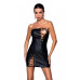 Мінісукня з екошкіри Passion CELINE CHEMISE XXL/XXXL, black, шнурівка, трусики в комплекті