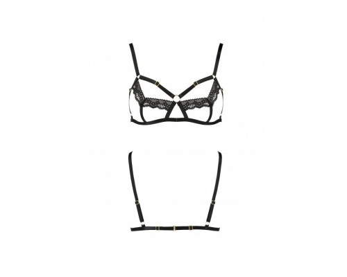 Бюстгальтер-стрепи з мереживом Passion Exclusive SOLON BRA XXL/XXXL, black