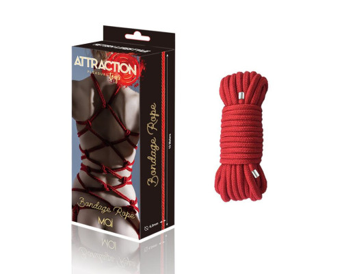 Веревка для BDSM MAI Bondage Rope Red, длина 10 м, диаметр 6,5 мм, полиэстер