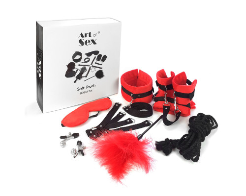 BDSM-набір Art of Sex – Soft Touch BDSM Set, червоний, 9 предметів