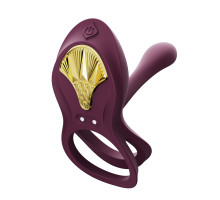 Смарт-ерекційне кільце Zalo - BAYEK Velvet Purple, подвійне з ввідною частиною, пульт ДК