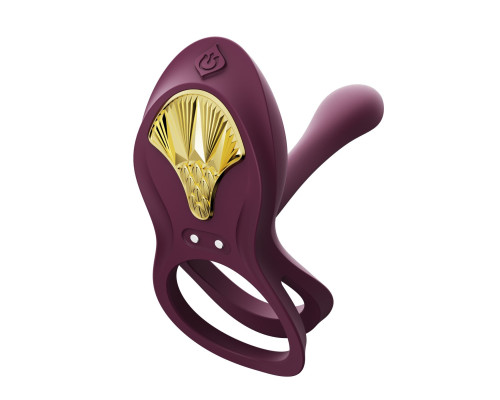 Смарт-ерекційне кільце Zalo - BAYEK Velvet Purple, подвійне з ввідною частиною, пульт ДК