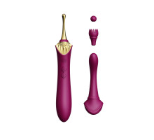 Вагінально-кліторальний вібратор Zalo — Bess Velvet Purple, мультифункціональний із насадками