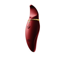 Вібратор 2в1 з язичком Zalo — Hero Wine Red, кристал Swarovski