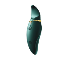 Вібратор 2в1 з язичком Zalo — Hero Jewel Green, кристал Swarovski