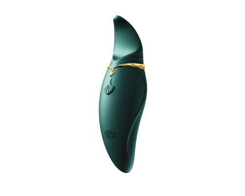 Вібратор 2в1 з язичком Zalo — Hero Jewel Green, кристал Swarovski