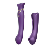 Смартвібратор 3в1 Zalo — Queen Set Twilight Purple, пульсівна перлина та вакуум, кристал Swarovski