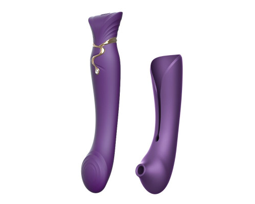 Смартвібратор 3в1 Zalo — Queen Set Twilight Purple, пульсівна перлина та вакуум, кристал Swarovski