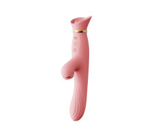 Вібратор з підігрівом та вакуумною стимуляцією клітора Zalo - ROSE Vibrator Strawberry Pink