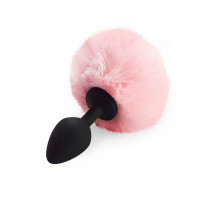 Силіконова анальна пробка М Art of Sex - Silicone Butt plug Rabbit Tail Pink, діаметр 3,5 см