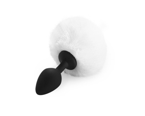 Силіконова анальна пробка М Art of Sex - Silicone Butt plug Rabbit Tail White, діаметр 3,5 см