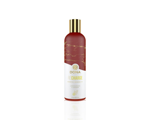 Натуральное массажное масло DONA Recharge — Lemongrass & Gingerl (120 мл) с эфирными маслами