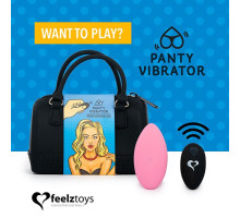 Вібратор в трусики FeelzToys Panty Vibrator Pink з пультом ДК, 6 режимів роботи, сумочка-чохол