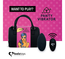 Вібратор в трусики FeelzToys Panty Vibrator Black з пультом ДК, 6 режимів роботи, сумочка-чохол