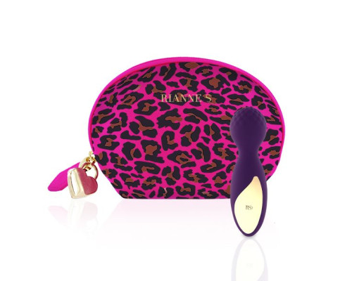 Мінівібромасажер Rianne S: Lovely Leopard Purple, 10 режимів роботи, косметичка-чохол, мед.силікон