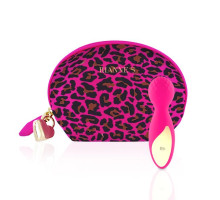 Мінівібромасажер Rianne S: Lovely Leopard Pink, 10 режимів роботи, косметичка-чохол, мед.силікон