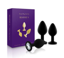 Набір силіконових анальних пробок із кристалом Rianne S: Booty Plug Set Black, діаметр 3,2см, 3,5см, 4,2см