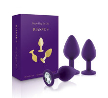 Набір силіконових анальних пробок із кристалом Rianne S: Booty Plug Set Purple, діаметр 3,2см, 3,5см, 4,2см