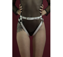 Гартери Feral Feelings - Belt Briefs, трусики, натуральна шкіра, колір білий