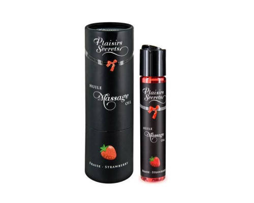 Масажна олія Plaisirs Secrets Strawberry (59 мл) з афродизіаками, їстівна, подарункове паковання