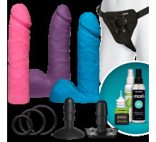 Набір для страпону Doc Johnson Vac-U-Lock Dual Density UltraSKYN Colors Set, діаметр 3х4,5 см