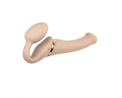 Безремінний страпон з вібрацією Strap-On-Me Vibrating Flesh M, діаметр 3,3см, пульт ДК, регульований