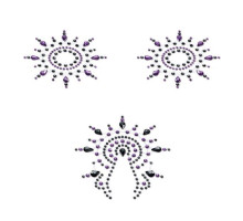 Пестіс з кристалів Petits Joujoux Gloria set of 3 - Black/Purple, прикраса на груди та вульву