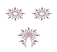 Пестіс з кристалів Petits Joujoux Gloria set of 3 - Black/Red, прикраса на груди та вульву