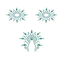 Пестіс з кристалів Petits Joujoux Gloria set of 3 - Green/Blue, прикраса на груди та вульву
