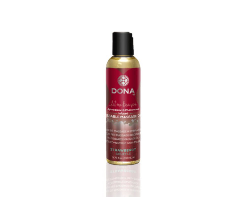 Масажна олія DONA Kissable Massage Oil Strawberry Souffle (110 мл) можна для оральних пестощів