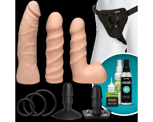 Набір для страпона Doc Johnson Vac-U-Lock Dual Density Starter Set Vanilla, діаметр 2х3,8 см, 5,1 см