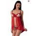Прозрачный пеньюар с открытой грудью CHERRY CHEMISE red L/XL - Passion Exclusive, трусики
