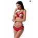 Комплект білизни Passion Exclusive CHERRY SET OpenBra S/M, red, відкритий ліф, трусики-спідничка