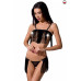 Комплект білизни Passion Exclusive KASSANDRA SET OpenBra S/M black, ліф з бахроми, трусики-спідниця