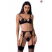 Распродажа!!! Комплект белья PERDITA SET black L/XL - Passion: стрэпы: лиф, стринги и пояс для чулок