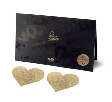 Пестіс - стикини Bijoux Indiscrets - Flash Heart Gold, наклейки на соски