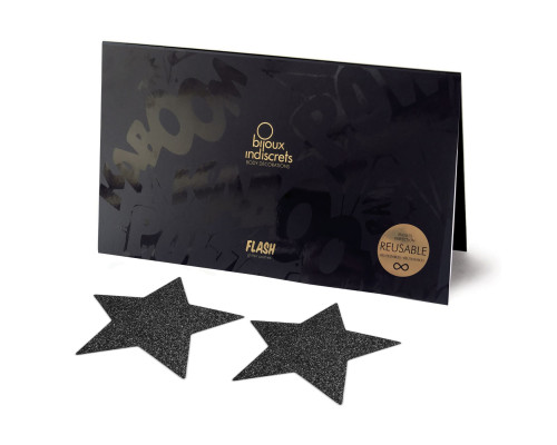 Пестіс - стикини Bijoux Indiscrets - Flash Star Black, наклейки на соски